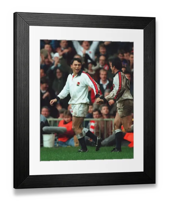 Framed Print : Rory Underwood Is Cogratulated Framed Print : Rory Underwood Is Cogratulated