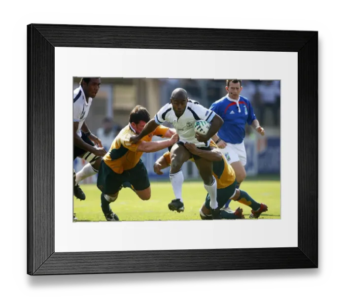 Framed Print : Mosese Rauluni Bursts Through Framed Print : Mosese Rauluni Bursts Through