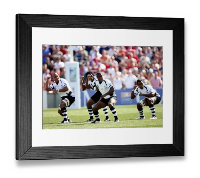 Framed Print : Fiji Players Perform The Haka Framed Print : Fiji Players Perform The Haka
