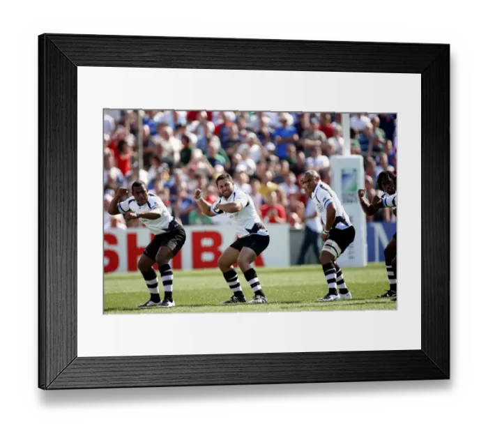 Framed Print : Fiji Players Perform The Haka Framed Print : Fiji Players Perform The Haka