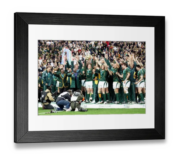 Framed Print : South Africa Celebrate With Trophy