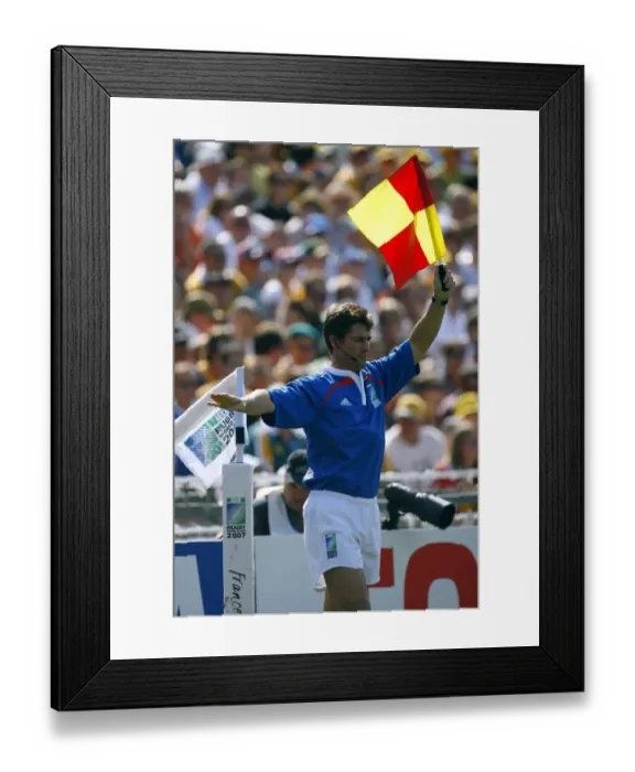 Framed Print : Touch Judge Raises Flag Framed Print : Touch Judge Raises Flag