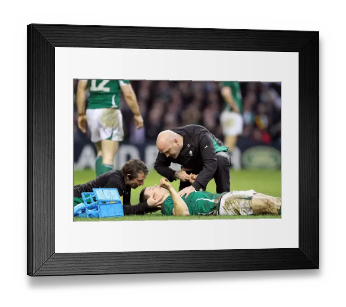 Framed Print : Brian O Driscoll Is Helped After Concussion Framed Print : Brian O Driscoll Is Helped After Concussion