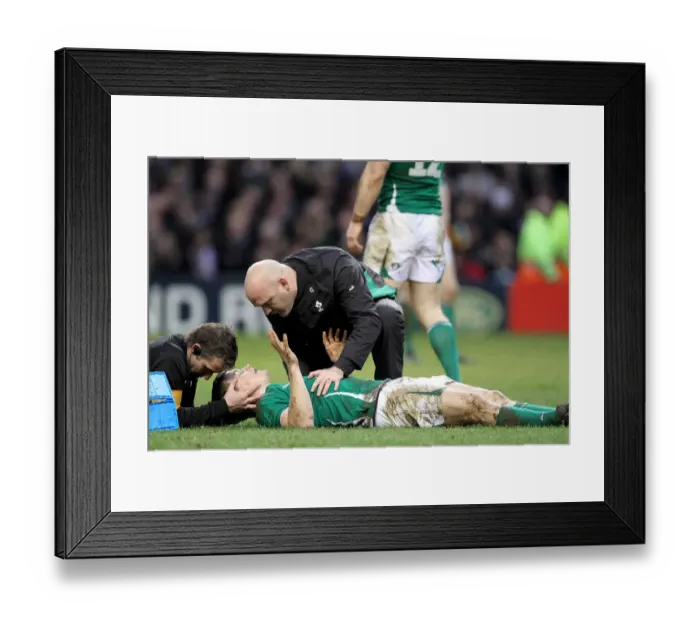 Framed Print : Brian O Driscoll Is Helped After Concussion Framed Print : Brian O Driscoll Is Helped After Concussion
