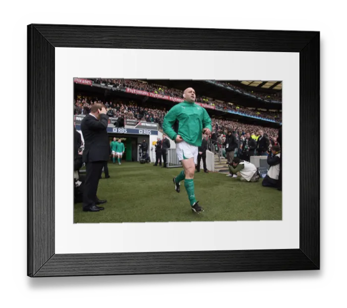 Framed Print : John Hayes Runs Out At Twickenham On His 100th Cap
