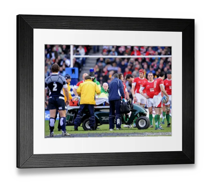 Framed Print : Geoff Cross Leaves With Bad Injury After Tackle