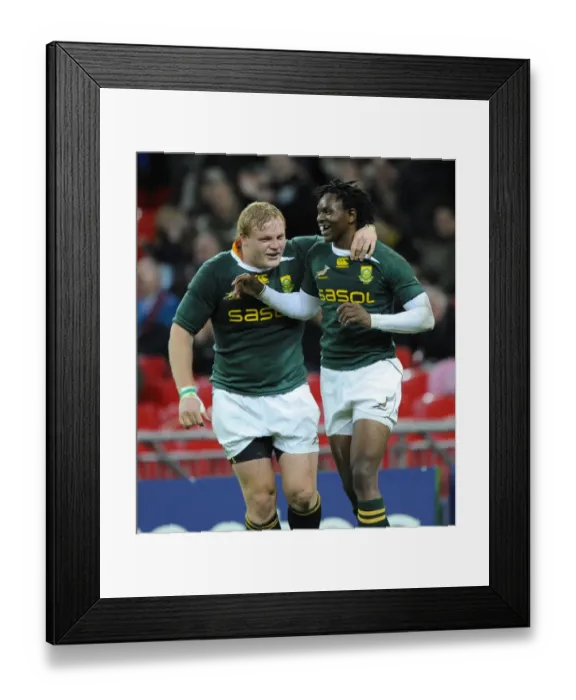 Framed Print : Adrian Strauss & Jongi Nokwe Celebrate Try Framed Print : Adrian Strauss & Jongi Nokwe Celebrate Try