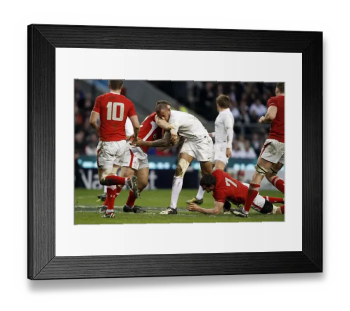 Framed Print : Courtney Lawes Finds No Way Past Jamie Roberts