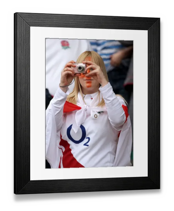 Framed Print : England Fan With Camera Framed Print : England Fan With Camera