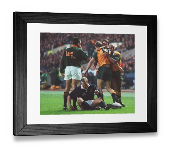 Framed Print : Larkham Celebrates Try