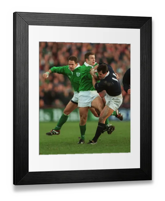 Framed Print : Kenny Logan Is Tackled By Framed Print : Kenny Logan Is Tackled By