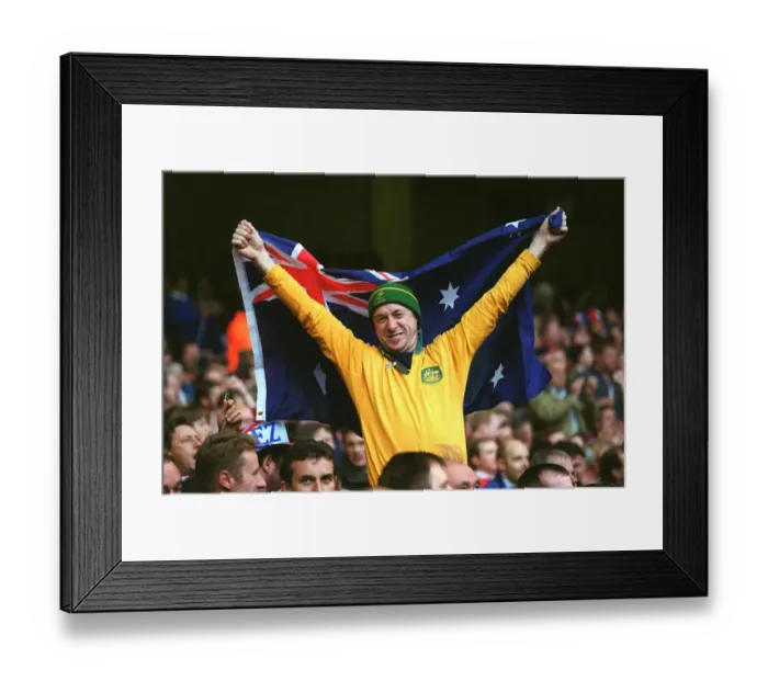 Framed Print : Australian Fan With Flag Framed Print : Australian Fan With Flag