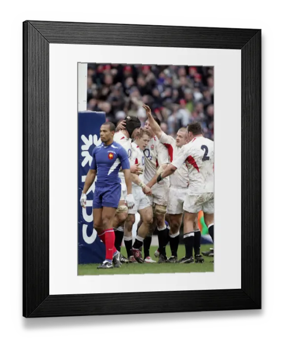 Framed Print : Josh Lewsey Celebrates Try Framed Print : Josh Lewsey Celebrates Try