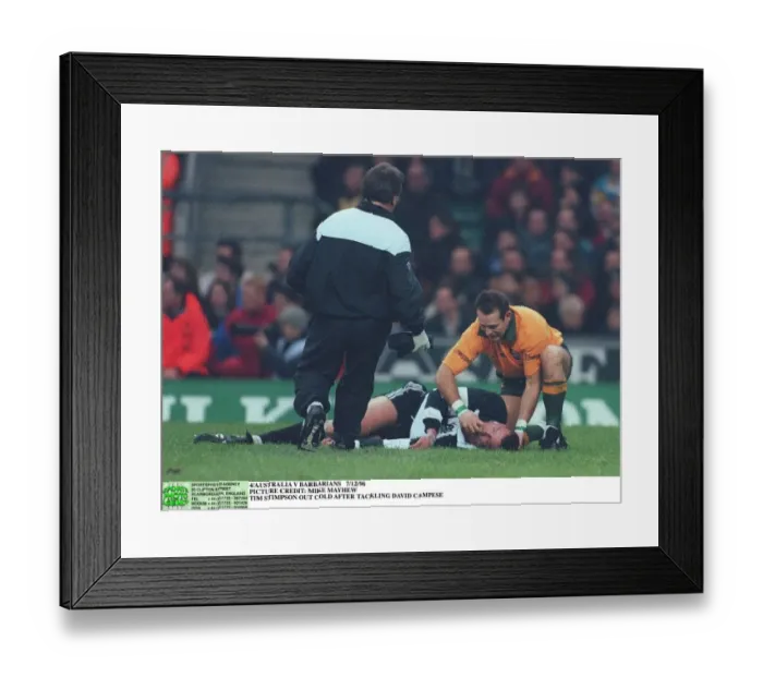 Framed Print : Campese Helps Injured Stimpson Framed Print : Campese Helps Injured Stimpson