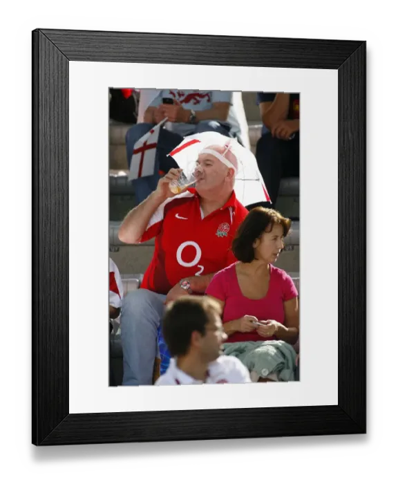 Framed Print : England Fan Enjoys Beer Framed Print : England Fan Enjoys Beer