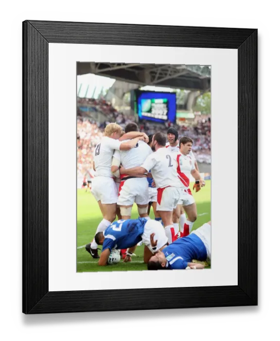 Framed Print : England Celebrate Corry Try Framed Print : England Celebrate Corry Try