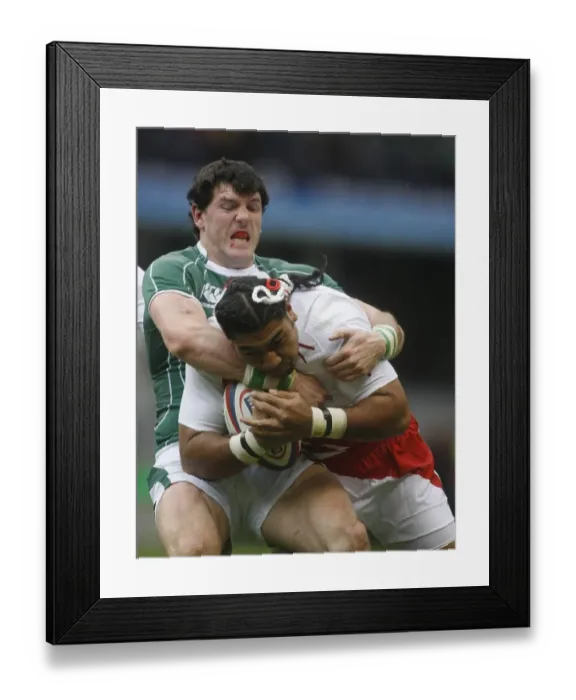 Framed Print : Shane Horgan Tackles Lesley Vainikolo Framed Print : Shane Horgan Tackles Lesley Vainikolo