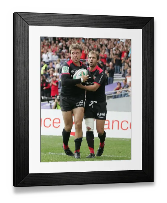 Framed Print : Vincent Clerc & Elissalde Celbrate The Opening Try Framed Print : Vincent Clerc & Elissalde Celbrate The Opening Try