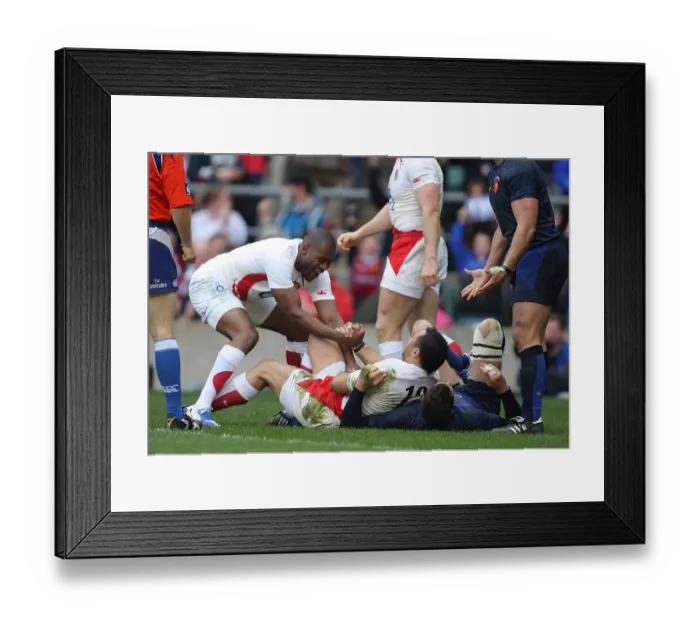 Framed Print : Ugo Monye & Riki Flutey Celebrate Try Framed Print : Ugo Monye & Riki Flutey Celebrate Try