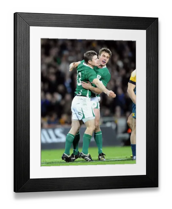 Framed Print : Brian O Driscoll & Tommy Bowe Celebrate Try Framed Print : Brian O Driscoll & Tommy Bowe Celebrate Try