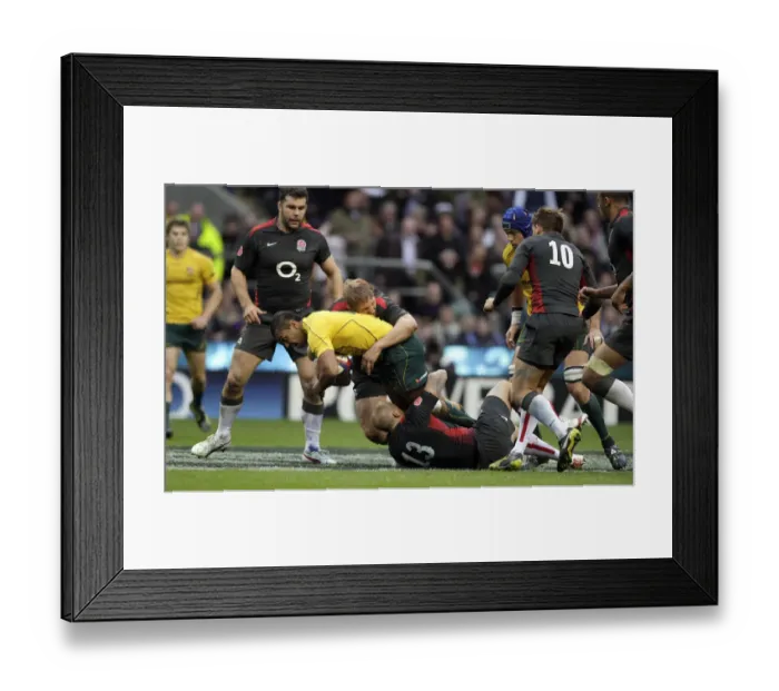 Framed Print : Lewis Moody & Mike Tindall Challenge Kurtley Beale
