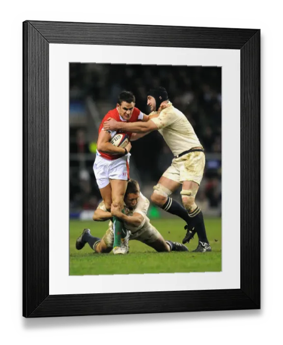 Framed Print : Lee Byrne Tackled By Johny Wilkenson & Steve Borthwick Framed Print : Lee Byrne Tackled By Johny Wilkenson & Steve Borthwick