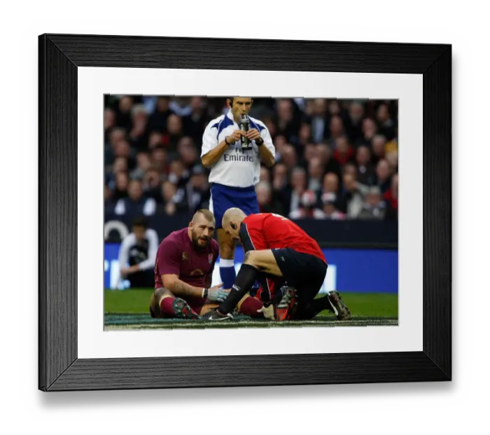 Framed Print : Joe Marler Treated For Ligament Damage To His Knee