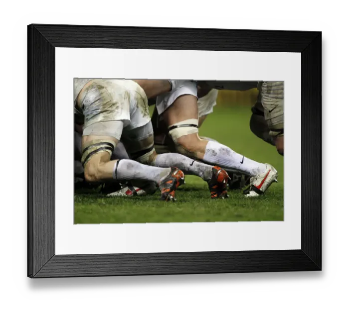 Framed Print : Rugby Players Taped Legs In Scrum Framed Print : Rugby Players Taped Legs In Scrum
