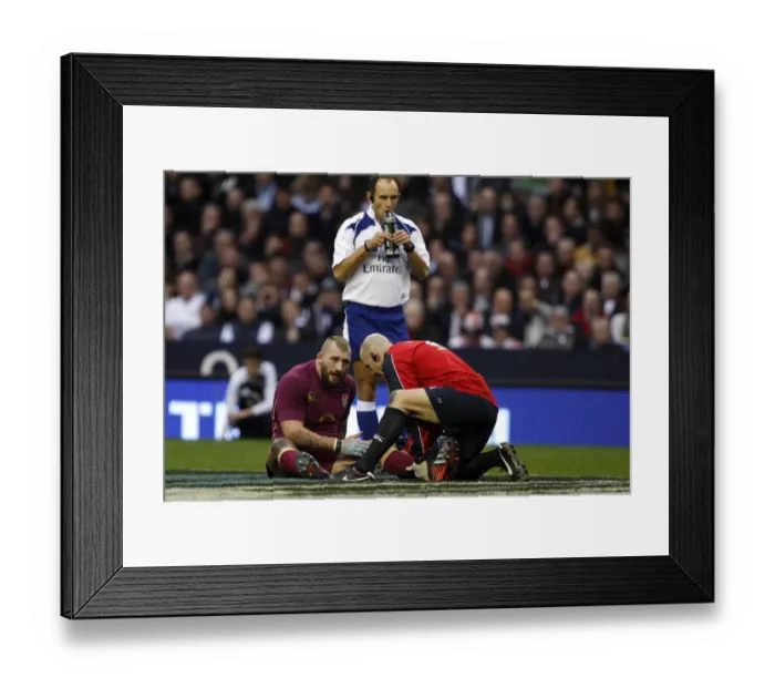 Framed Print : Joe Marler Takes A Knock To The Knee