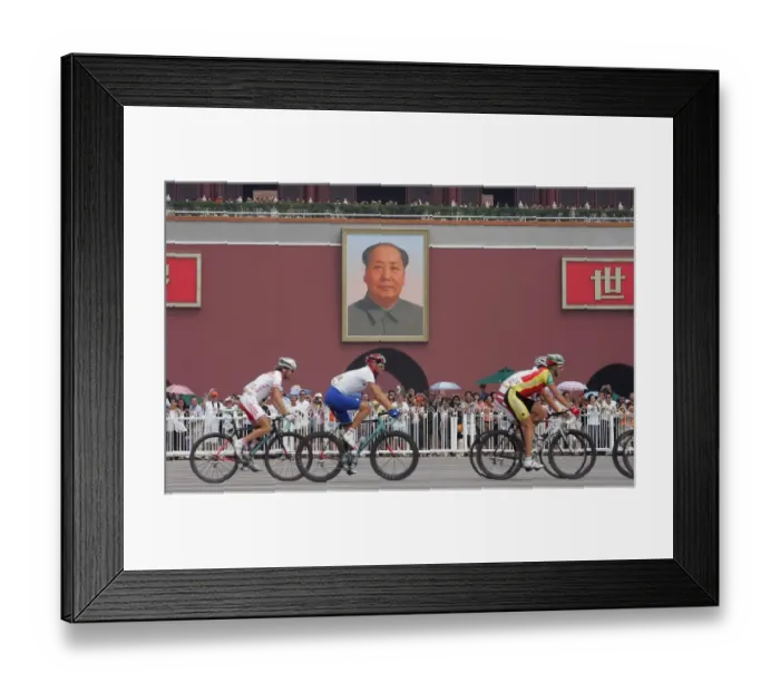 Framed Print : Cyclists Pass The Tiananmen Tower Framed Print : Cyclists Pass The Tiananmen Tower