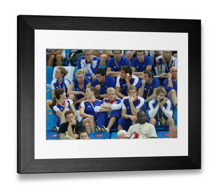 Framed Print : Gb Swimmers Watch The Heats Framed Print : Gb Swimmers Watch The Heats