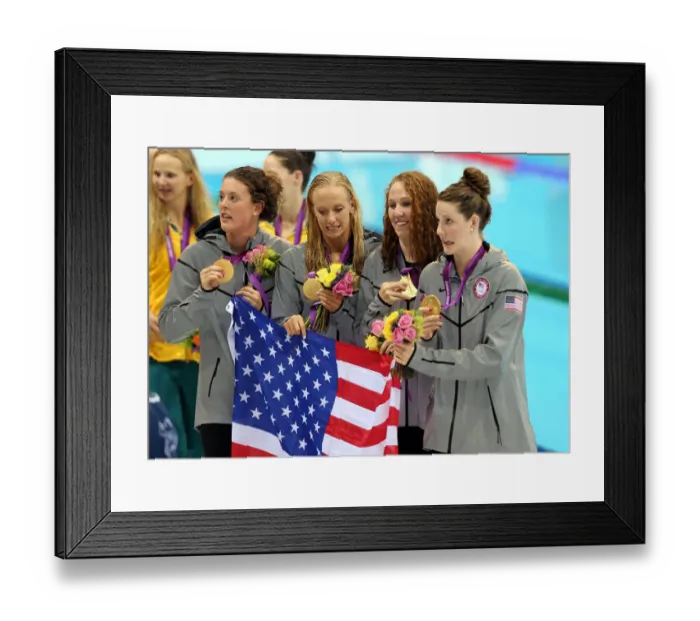 Framed Print : Shannon Vreeland, Dana Vollmer, Allison Schmitt & Missy