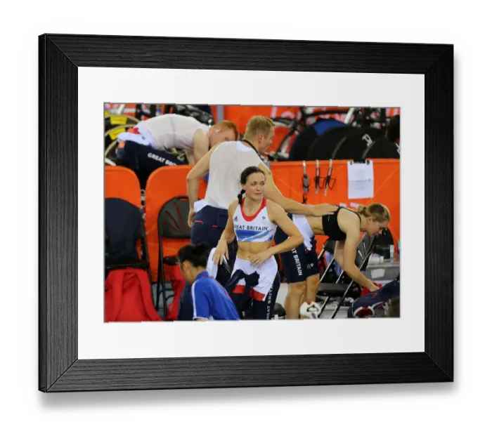 Framed Print : Victoria Pendleton. Chris Hoy & Jessica Varnish After D