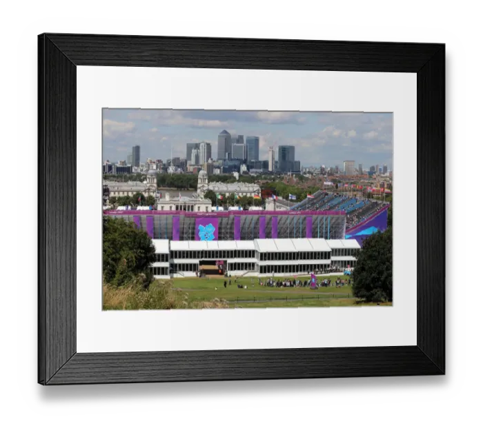 Framed Print : Equestrian Arena With London Skyline Framed Print : Equestrian Arena With London Skyline