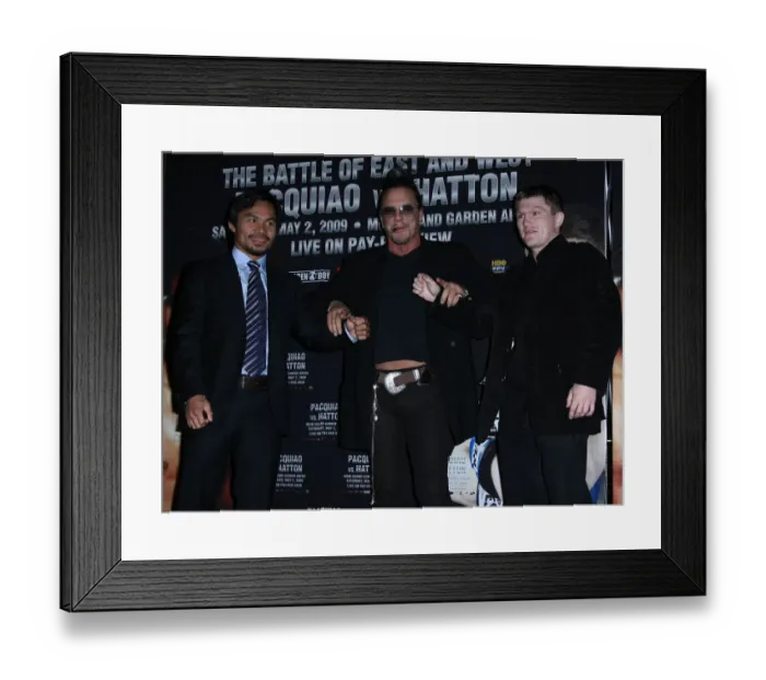 Framed Print : Manny Pacquiao, Mickey Rourke, Ricky Hatton Framed Print : Manny Pacquiao, Mickey Rourke, Ricky Hatton