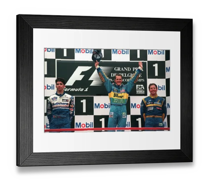 Framed Print : Michael Schumacher and Hill and Brundle