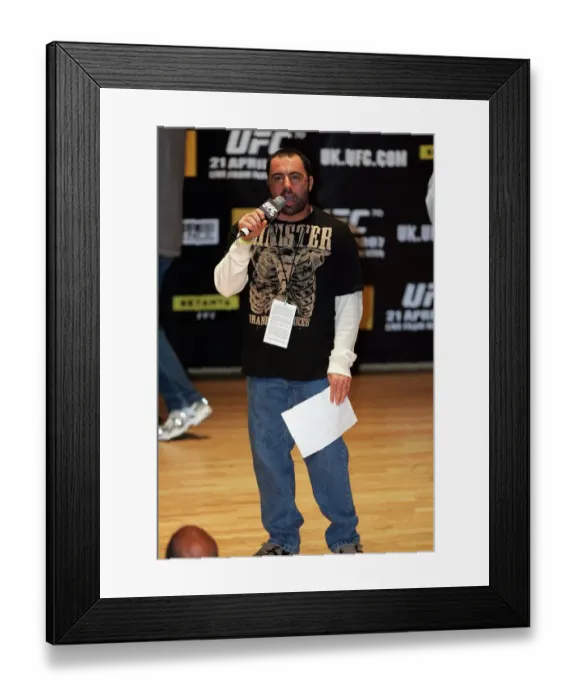 Framed Print : Joe Rogan Ufc Ringside Commentator Ufc 70 Weigh-In Manchester Framed Print : Joe Rogan Ufc Ringside Commentator Ufc 70 Weigh-In Manchester