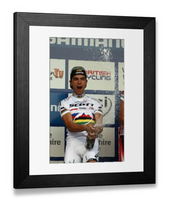 Framed Print : Nino Schurter Celebrates Win Framed Print : Nino Schurter Celebrates Win