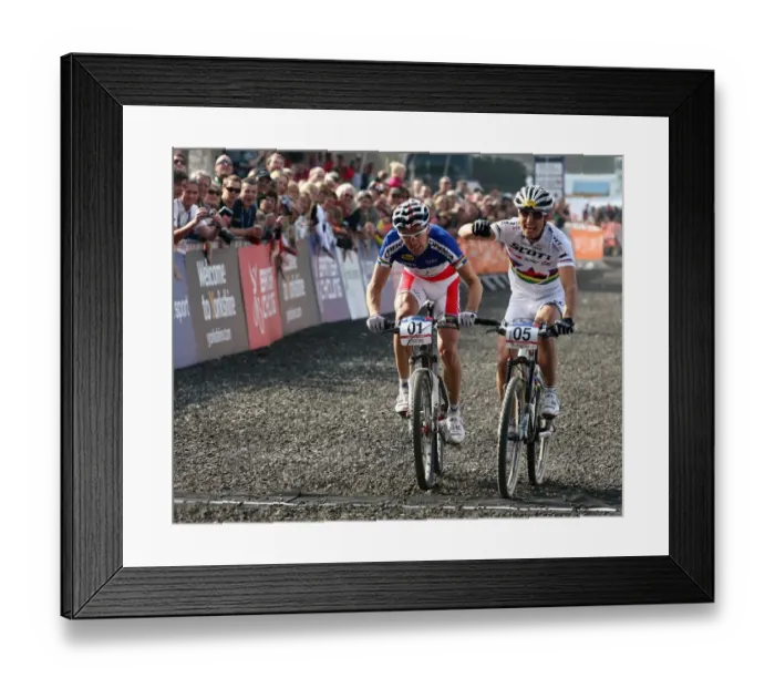 Framed Print : Nino Schurter Beats Julien Absalon In A Sprint Finish Framed Print : Nino Schurter Beats Julien Absalon In A Sprint Finish