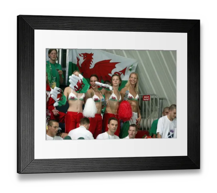 Framed Print : Welsh Swimming Fans