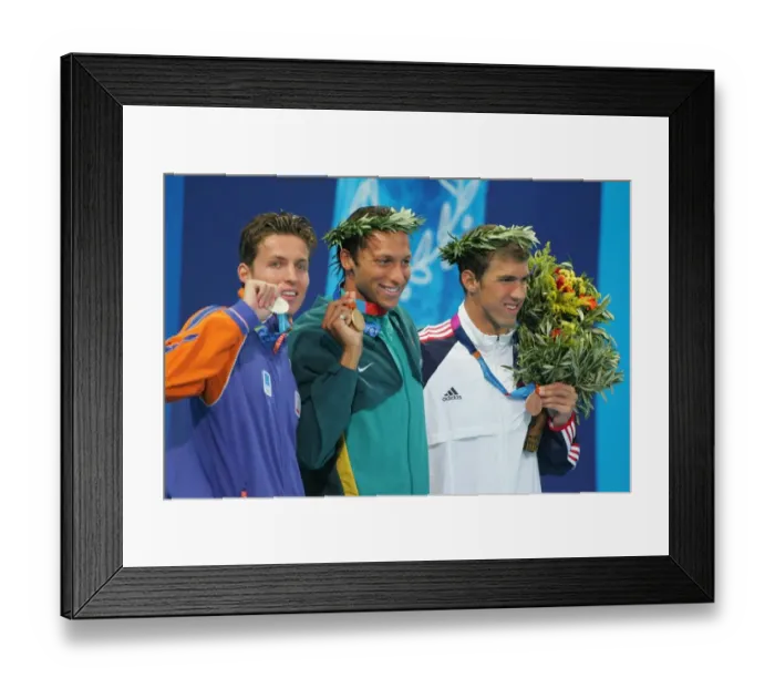 Framed Print : Ian Thorpe, Pieter Van Den Hoogenband & Michael Phelps I Framed Print : Ian Thorpe, Pieter Van Den Hoogenband & Michael Phelps I