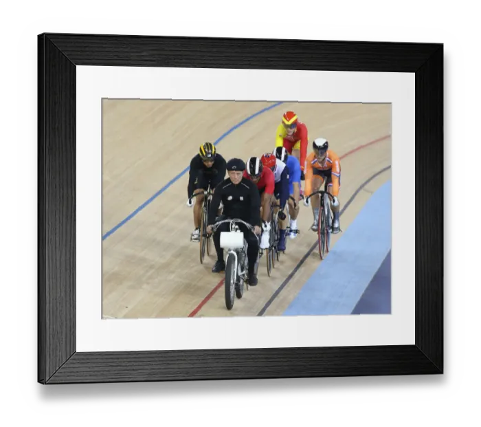 Framed Print : Riders Behind The Motorized Pacer