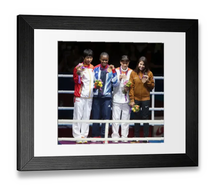 Framed Print : Cancan Ren, Nicola Adams, Mery Chungneijang Hmangte & Ma Framed Print : Cancan Ren, Nicola Adams, Mery Chungneijang Hmangte & Ma