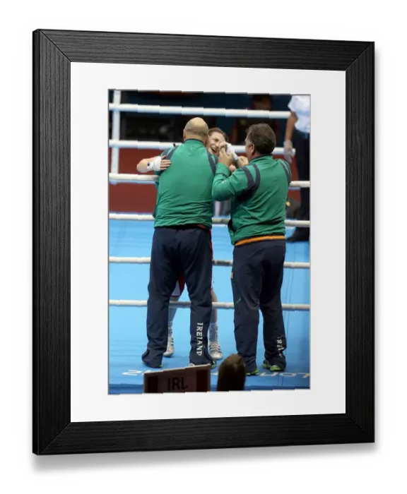 Framed Print : Katie Taylor With Her Coach, Father Peter Framed Print : Katie Taylor With Her Coach, Father Peter
