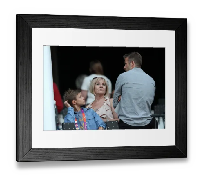 Framed Print : Romeo Beckham, Jackie Adams & David Beckham Framed Print : Romeo Beckham, Jackie Adams & David Beckham