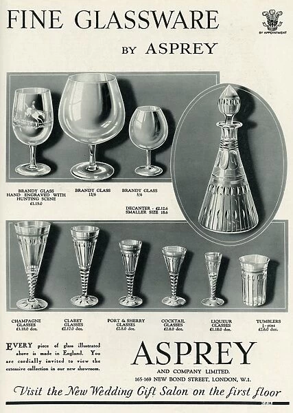 Advert for Asprey glassware 1934
