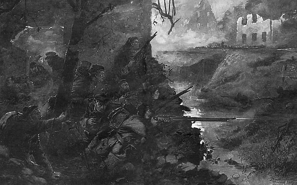 Breton marines defend the town of Dixmude, November 1914