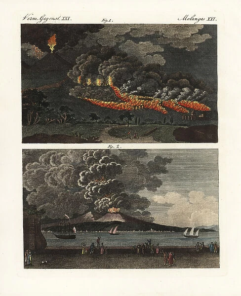 Eruption of lava in 1760 and ash in 1794 from Mt Vesuvius