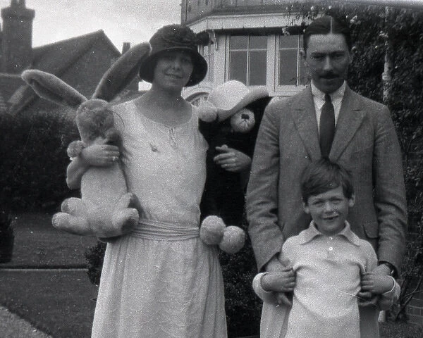 Family of three with soft toys