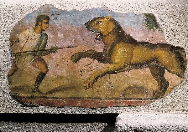 Gladiator fighting against a beast